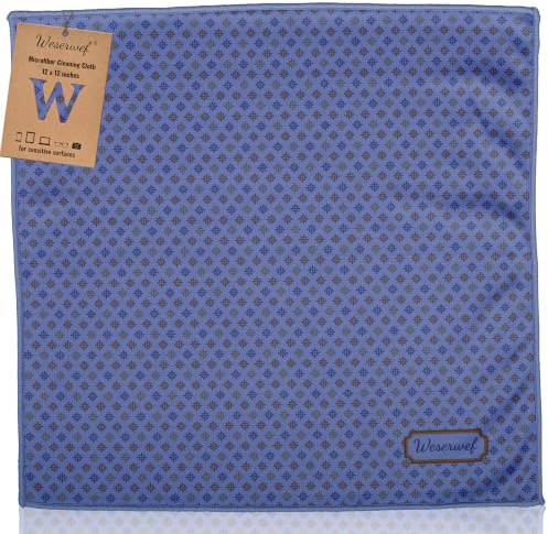 WESERWEF Chiffon de Nettoyage en Microfibre XXL au Design Élégant pour Lunettes, Smartphones, Tablettes, Appareils Photos, Chiffon à Lunettes et Chiffon pour Écran, 30 x 30 cm (Gilded Indigo)