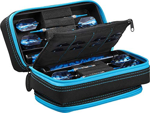 Casemaster Uni-Erwachsene Plazma Pro Darttasche und Handytasche, Schwarz mit Pinkem Dart-Etui, Blauer Rand
