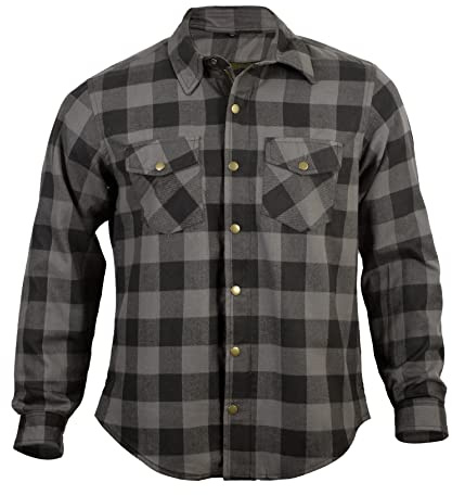 GREAT BIKERS GEAR - Motorcycle Shirt Fully Reinforced with Protective Aramid Lining Fabric Motorbike Riding Free Ce Protectors Grey