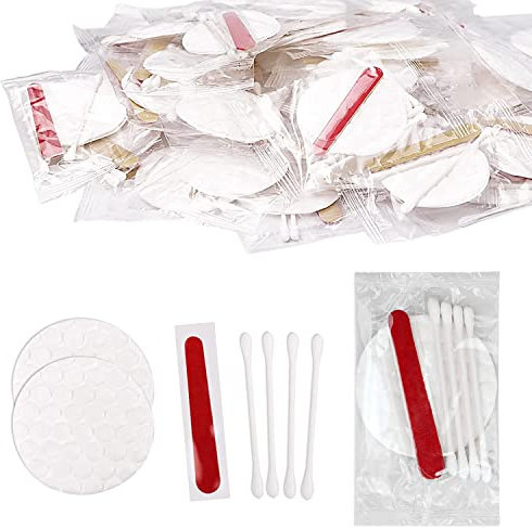 HQSLsund 100 Stück Hotel-Kosmetik-Set einzeln verpackt, Bulk Hotel Amenities Kit, Hotel Gastgewerbe Set, Hygiene-Produkte enthalten kosmetische Wattepads, Wattestäbchen, Nagelfeile (Papierstäbchen)