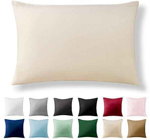 Alreya Renforcé Kissenbezug 40 x 60 cm - 100% Baumwolle mit Reißverschluss, Superweicher Kopfkissenbezug 40x60, Kissenhülle, Beige, nur Kissenbezug