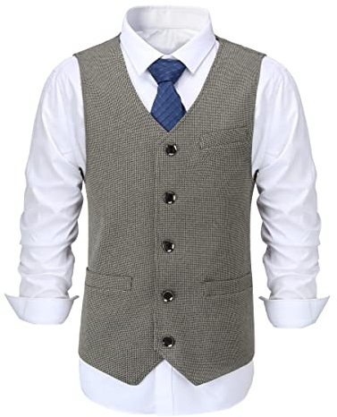 Allthemen Gilet Costume Homme Formel Couleur Unie col en V Classique Casual Vintage 5 Boutons pour Mariage