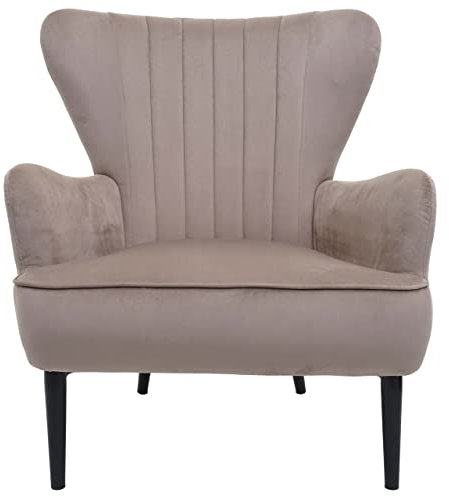 Mendler Lounge-Sessel HWC-K37, Cocktailsessel Polstersessel Sessel, Samt (280g/m²) - Taupe