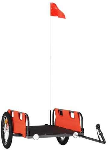 vidaXL Bike Trailer Orange Oxford Fabric and Iron