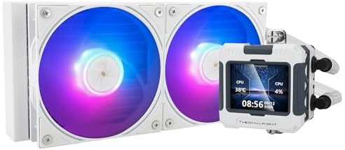 Thermalright FW 240 Weiß ARGB CPU-Wasserkühlung,240 AIO-Kühlung,IPS 320 * 240 Auflösung LCD-Bildschirm,flüssiger CPU-Kühler für AMD/Intel Flüssig-CPU-Kühler: LGA1700/AM4/AM5,AIO-Wasserkühle