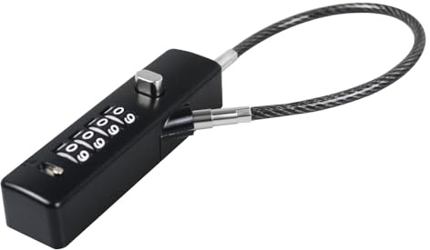 RESET-028 Combination Cable Lock - Versatile 12/24/48 Sizes, 4-Digit Resettable Code, Sturdy Steel Rope for Bikes, Lockers, Cabinets, Wardrobes, Small Fences - Durable Security Black