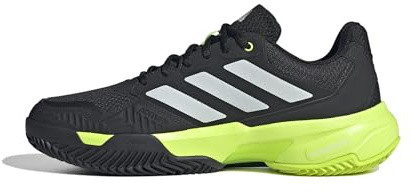 adidas Men's CourtJam Control 3 Clay Tennis Shoes, Carbon/Zero met./Lucid Lemon, 7 UK