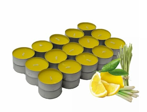 EbenEzer Velas de Té Citronela, Candle Perfumada con Citronela Antimosquitos, Extractos Naturales, para camping/hogar/picnic/terraza - Pack 60, 4,5 horas de combustión