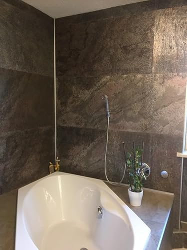 Wandverkleidung Schieferfurnier 122 x 61 cm Steinfliesen Universal Kaminrückwand Dusche Boden Echtstein Schieferplatten hitzebeständig langlebig Naturstein Fachhandel