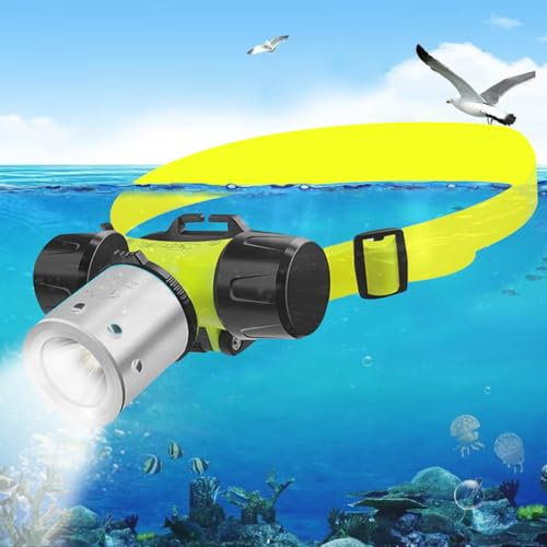 POCKETMAN Superhelle LED Tauchstirnlampe,3-Modus-Tauch Taschenlampe,Hochleistungs-wasserdichte Tauchscheinwerfer,Schwimmen,Angeln,Camping und Wandern Tauchlampe