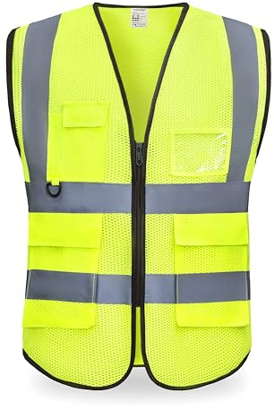 YUANVEST Sicherheitswesten Warnweste,Hohe Sichtbarkeit Reflektierende Sicherheitsweste,2-Zoll Reflektierende Streifen Hohe Sichtbarkeit Weste,Erfüllt ANSI/ISEA Standards (Gelb-mesh, XL)
