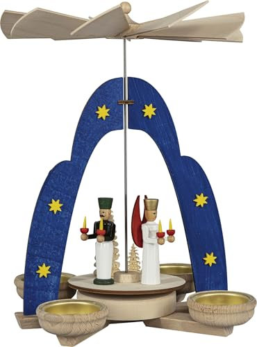 Rudolphs Schatzkiste Piramide da tavolo con angelo e minatore per 4 lumini HxØ 25 x 17 cm