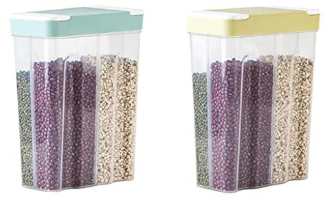 ZXXHNNAIHG Dispensador de Alimentos Sellado para bocadillos, Cereales y Frutas secas - Capacidad de 3200 ml/108,2 oz - Color Verde y Amarillo