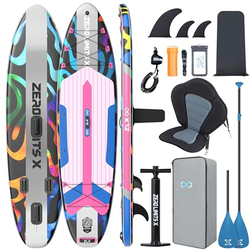 ZLX Tabla Paddle Surf Hinchable 320x84 cm, Sup con Asiento y Accesorios, Paddle Board Antideslizante, Estable y Resistente, Capacidad 200 kg, para Principiantes y Avanzados