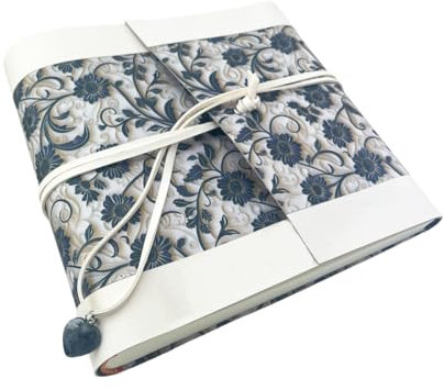 Album fotografico-Double Garden-in tessuto stamp.3D anche all'interno,con fasce in ecopelle LUX personalizzabile.Classico velina Matrimonio Regalo Wedding Anniversario Nozze Argento Oro Laurea Mamma