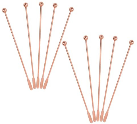 FONDOTIN Lot de 10 Cuillères à Mélanger Cocktail en Acier Inoxydable, Spirale, 19 Cm, Couleur Rose Doré, Agitateur pour Bar, Café Et Boissons, pour Préparation De Cocktails Et Pause Thé