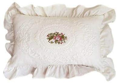 Fundas de almohada con volantes, fundas de almohada bordadas de encaje, funda de cojín cuadrada vintage para sofá cama (estilo 2)