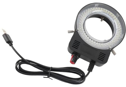 GOWENIC LED Microscope Ring Light, Adjustable Brightness for Various Stereo Microscopes, 144 LEDs, 4W USB Power, ABS Material