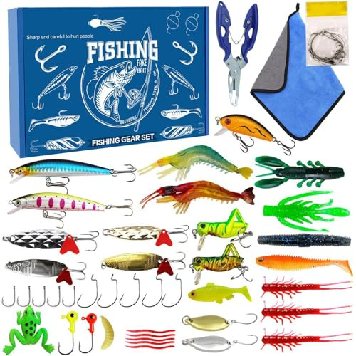 Duroecsain Kit pour leurres de pêche | Ensemble d'appâts réalistes pour la pêche, la perche, le crappie et la truite, pour l'eau salée d'eau douce, crappie poisson-chat, saumon, sandre, surf, lac