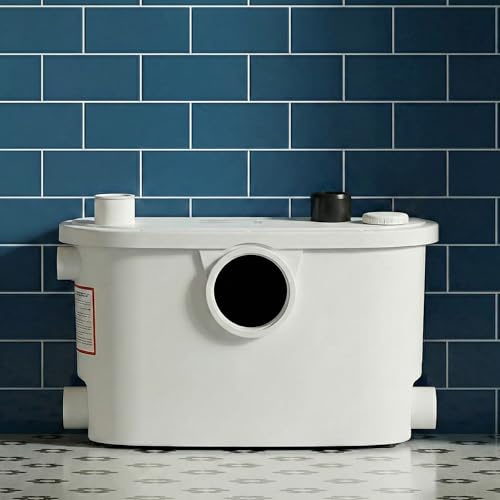 Baystone 400W Domestic Sanitary Macerator Pump – 4 Inlets Waste Water System for Toilet, Shower, Sink & Bath Quiet High-Pressure Sewage Pump IP54 Rated, CE Certified