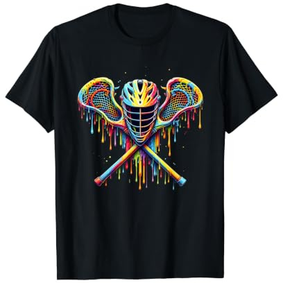Lacrosse Drip Lax Helmet Sticks Paint Splash Drip Lacrosse Value Graphic T-Shirt, Men, Black, L