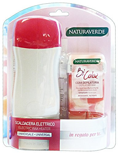 Naturaverde Wachserhitzer Bicolor Epilierer Wachswärmer mit Roll-On Wachs, Mehrfarbig, Set da 2 pezzi