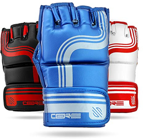 Sanabul Core 4oz MMA Gloves for Men & Women, Professional Fighting Boxing Muay Thai Kickboxing Gloves for Sparring Grappling and Training, Blue/Silver L/XL