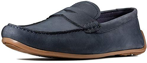 Clarks Mocassino da Uomo Reazor Penny, Blu Marino Nabuk, 46 EU