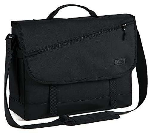 VASCHY Umhängetaschen Herren, Wasserabweisend 15.6 Zoll Laptop Schultertasche Laptoptaschen mit Gepolstertem Schultergurt Schultasche Herrentasche für Arbeit, Schule, Business Damen Schwarz