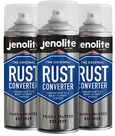 JENOLITE Convertitore di ruggine Spray | 3 x 400ml | Antiruggine per Ferro | Convertitore di ruggine e Primer | Base Epossidica | Ideale per Il Trattamento e la prevenzione della ruggine per Le Auto
