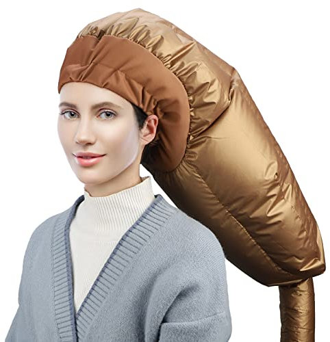 Segbeauty Caschi per Asciugatura, Cuffia Asciugacapelli, Casco Asciugacapelli da Casa Portatile e Professionale, con Elastico per Attacco a Phon, Oro