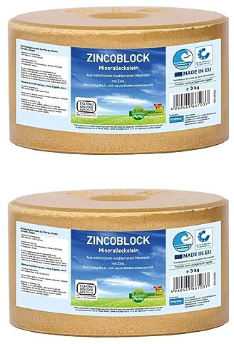 imima ZINCOBLOCK Set 2x3 kg - Mineralleckstein Pferd mit Zink, Eisen, Kobalt und Selen - Pferde Lecksteine mit Mittelmeer Salz - Ergänzungfutter Mineralfutter Lecksteine Salzlecksteine