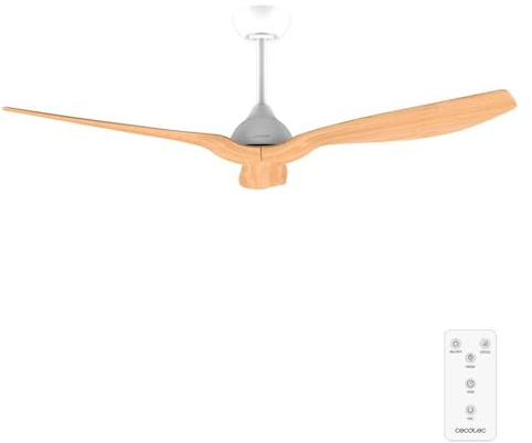 Cecotec - Deckenventilatoren EnergySilence Aero 5200 LightWood, DC-Motor 93W, Durchmesser 132 cm, 5 Geschwindigkeiten, 3 Flügel, elegant Metalldesign, Zeitschaltuhr