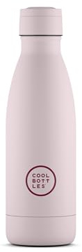 Cool Bottles - Botella de Agua de Acero Inoxidable - 350 ml - Pastel Pink - 23,5 x 7 cm - Botella Térmica Hermética - Bebidas Frías 36 H y Calientes 18 H - Triple-Cool Technology - Libre de BPA