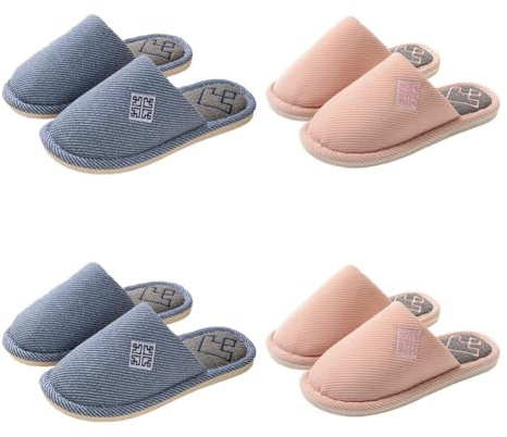 Teceyfeet Set di 4 paia di Ciabatte Ospiti Donna Uomo,Pantofole Ospiti Unisex Inverno Pantofole usa e getta Scarpe da Casa Lavabili Pantofole Interno Ciabatte Casual Slipper