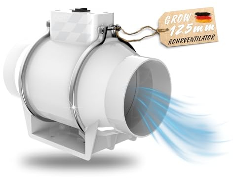 TronicXL Turboventilator Axial Rohrventilator 125mm leise I Rohrlüfter Abluftventilator Abluft/Zuluft Grow Lüfter Ventilator für Aktivkohlefilter Homebox Growbox Growschrank