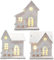 Casas de Pueblo de Navidad 3pcs/Set con acompañamientos de Aldea de Navidad de Madera de luz LED Delicada decoración navideña de Nieve Blanca