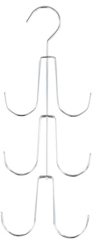 Tie Rack, Clothes Hanger, Wardrobe Storage, Multi-Functional Storage Rack, Metal Storage Rack Silver with 6 Hooks, Suitable for Ties, Scarves, Clothes, Bags, Scarves, Belts, Various Accessories