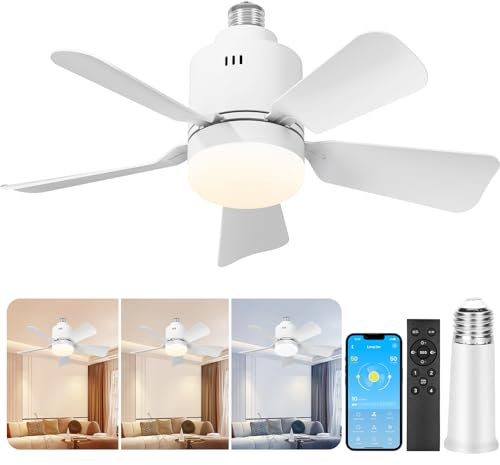 Ceiling Fan with Light and Remote - App & Remote Control Dimmable LED Fan Light Ceiling, Adjustable Brightness/Color Temp 2700-6500K, 4 Speeds Quiet Energy-Saving, Lights for Bedroom, Living room
