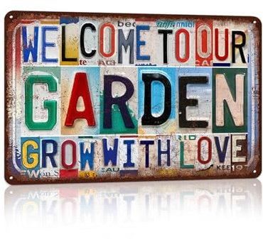 Vintage Welcome To Our Garden Wall Decor Metal Tin Signs - Grow With Love
