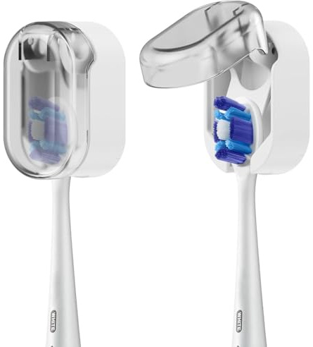 EJRUP Portacepillos de Dientes 2 Piezas Antipolvo - Soporte Cepillo de Dientes eléctrico para Pared sin Taladro, Adhesivo Porta cepillos de Dientes baño, Organizador baño, niños, Adultos