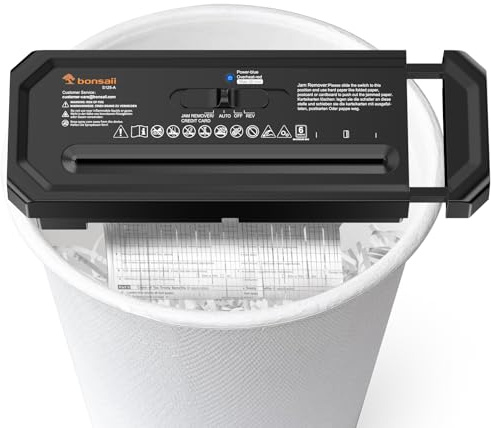 Bonsaii 6-Sheet Strip-Cut Paper Shredder with Retractable Handle