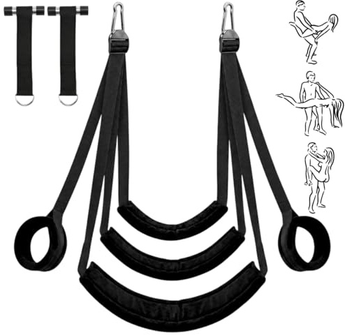 Columpio sexual ajustable para parejas con arnés bondage suave, correas de cuero, esposas, separador de piernas y tobilleras. Kit BDSM para puerta, cómodo y resistente