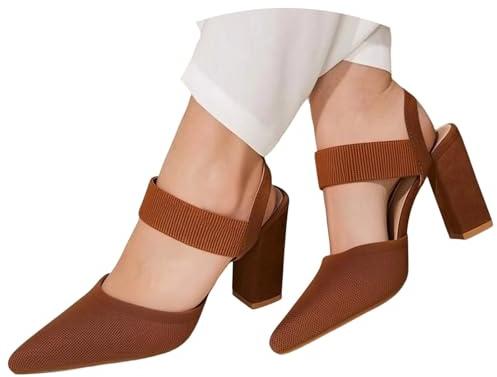 Elegante Zapato tacón Malla Tira Trasera, Punta Afilada Parte Superior Transparente diseño Reservado, Mujer Verano.