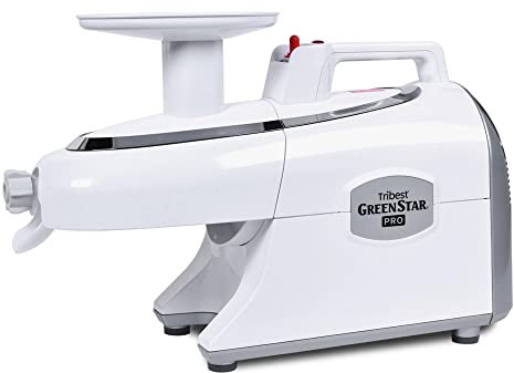 Tribest Greenstar GS-P501-B Pro Jumbo Slow Masticating Juicer, Twin Gear Cold Press Juicer & Juice Extractor, White