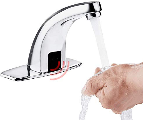 Robinet de lavabo automatique, Mains Libres robinet électronique d'eau froide et Chaude Évier intelligent robinet salle de bains cuisine (piles non comprises) (Robinet de Lavabo Automatique)