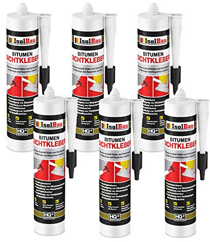 Isolbau Lot de 6 tubes de colle d'étanchéité pour bitume - 310 ml - Pour montage et réparation de bardeaux bitumineux - Noir