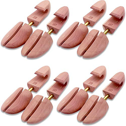 YEEGOR Zedern-Schuhspanner für Herren, 4er-Pack (Vorteilspack), verstellbarer Schuhspanner aus Zedernholz, Holz-Schuhspanner für Männer, geteilte Zehen, (100 % natürliches Rotzedernholz.), 44/46 EU