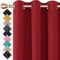 Thermal Insulated Blackout Ring Top Eyelet Curtains for Bedroom windows 2 Panels (90 x 72 Inch, Red)