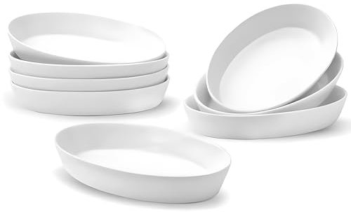 UIBFCWN Au Gratin - Teglia da forno ovale in ceramica, 19,1 x 11,4 cm, per porzione singola, casseruola singola, adatta al forno, teglie gratinate per lasagne e crostini, 326 g, set di 8